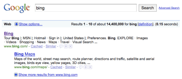[bing] on Google